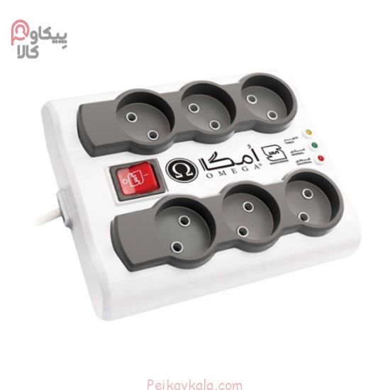تصویر محافظ برق OMEGA امگا 6 خانه 3 متری