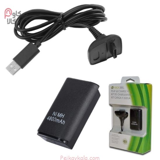 تصویر شارژر دسته XBOX با یک باطری و یک کابل
